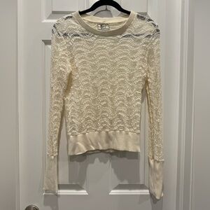 lace y2k knit long sleeve designer layer cream white Nightcap by Carisa Rene